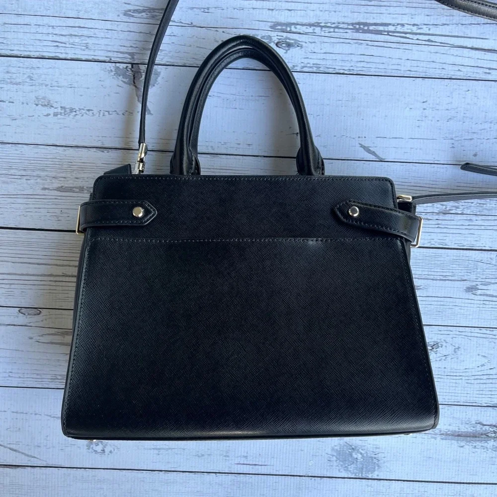 Kate Spade Black Saffiano Classic Designer Leather Satchel Crossbody Luxury Bag